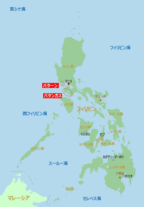 バターンとバタンガスの場所